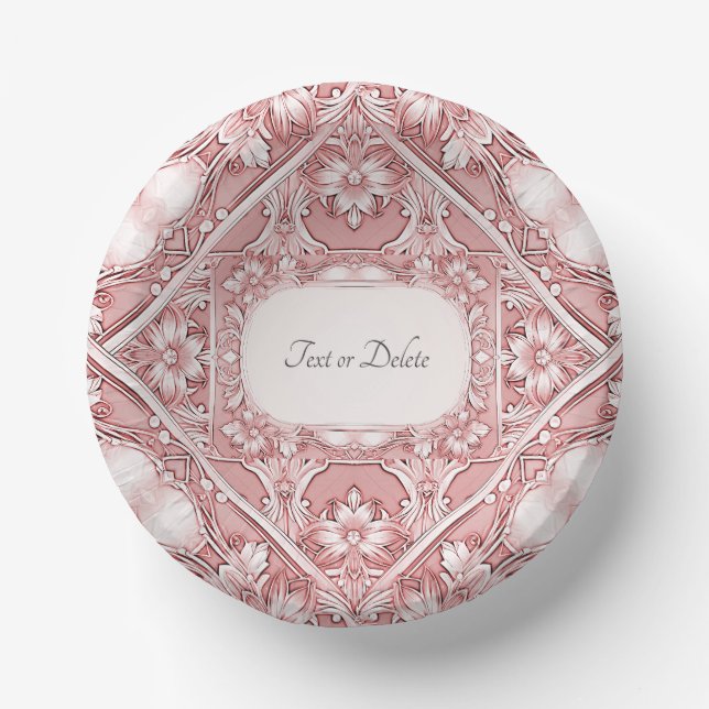 Cuencos De Papel Floral rosa (Anverso)