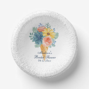 Cuencos De Papel Floral Succulum Macaron Bridal Shower