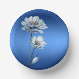 Cuencos De Papel Flores de Acuarela Azules