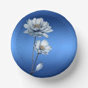 Cuencos De Papel Flores de Acuarela Azules