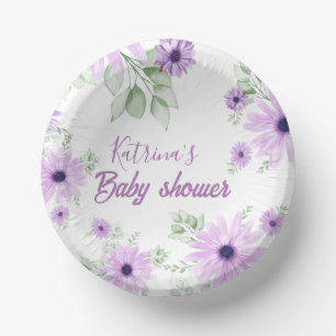 Cuencos De Papel Flores de acuarela violeta personalizadas
