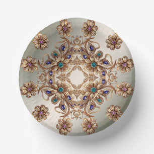 Cuencos De Papel Flores de joyas de oro elegantes