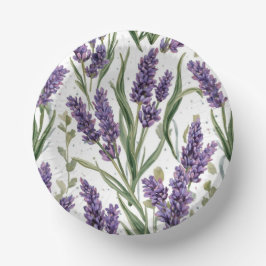 Cuencos De Papel Flores de lavanda púrpura Botánico acuarela
