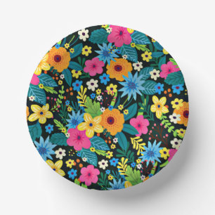 Cuencos De Papel Flores Ditsy Vibrantes Diseño de Patrón Floral-437