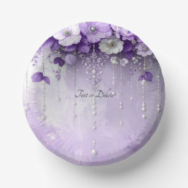 Cuencos De Papel Flores Moradas con Perlas Colgantes