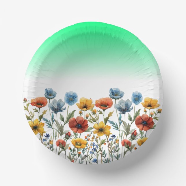 Cuencos De Papel Flores silvestres de primavera acuática-67548 (Anverso)
