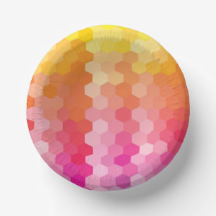 Cuencos De Papel Formas para hexágonos geométricos Amarillo rosa