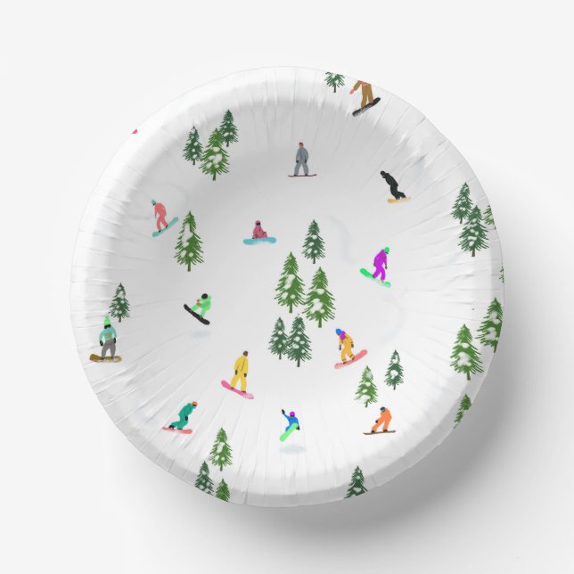 Cuencos De Papel Freeride Snowboarder Ilustracion Snowboarding (Anverso)