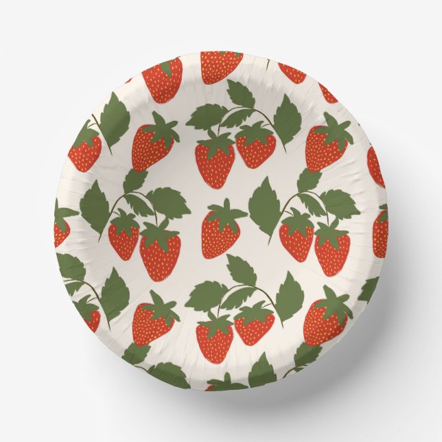 Cuencos De Papel Fresa Roja de Verano (Anverso)