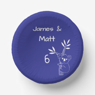 Cuencos De Papel Fun Blue Australian Animals Twin 6º cumpleaños