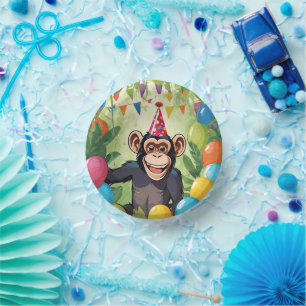 Cuencos De Papel Fun Chimpanzee Kid's Wild Jungle Monkey Birthday