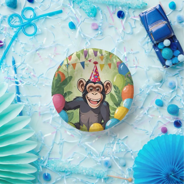 Cuencos De Papel Fun Chimpanzee Kid's Wild Jungle Monkey Birthday (Fiesta)