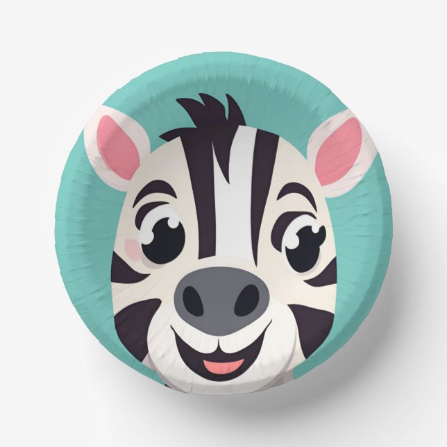 Cuencos De Papel Fun Zebra Face safari Selva Fiesta de Cumpleaños (Anverso)