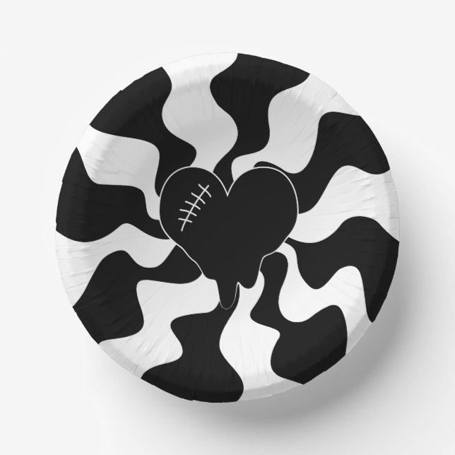 Cuencos De Papel Fundición cardíaca en blanco y negro (Anverso)