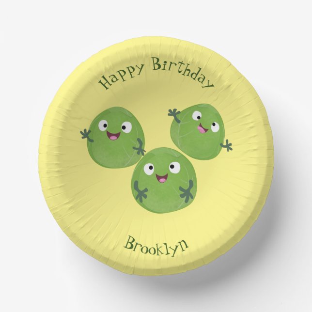 Cuencos De Papel Funny Brussels brota personalizado de verduras (Anverso)