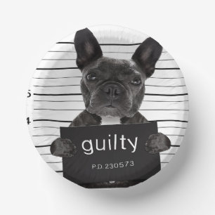 Cuencos De Papel Funny Bulldog encarcelado Mugshot Bad Dog Criminal