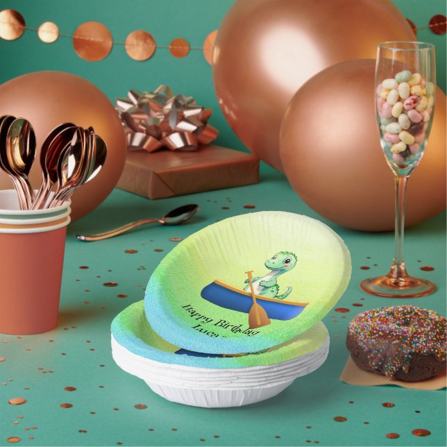 Cuencos De Papel Funny dinosaur Kayak vela Fiesta de cumpleaños (Multi)