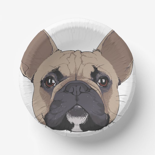 Cuencos De Papel Funny French Bulldog Head Dog (Anverso)