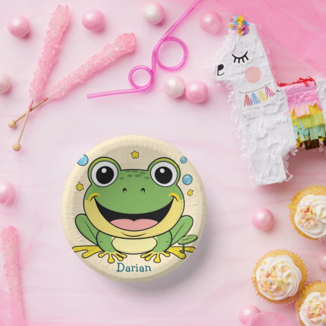 Cuencos De Papel Funny Green Frog Animal Wildlife personalizado Bir (Fiesta)