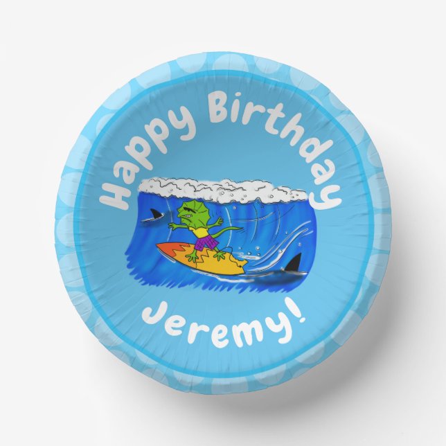Cuencos De Papel Funny personalizado de surf con lagarto frito (Anverso)