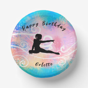 Cuencos De Papel Gimnasia Feliz Cumpleaños Personalizado Swirl