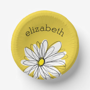 Cuencos De Papel Gimnasio amarillo y blanco con texto Personalizado