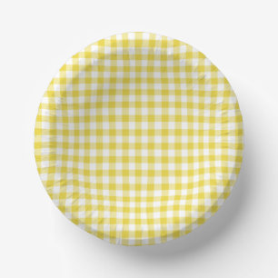 Cuencos De Papel Gingham Clásico Amarillo Dorado