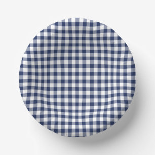 Cuencos De Papel Gingham Clásico Azul Marino
