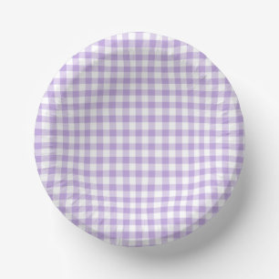 Cuencos De Papel Gingham Clásico Suave Lavanda