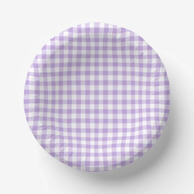 Cuencos De Papel Gingham Clásico Suave Lavanda (Anverso)