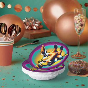 Cuencos De Papel Giraffe divertida Face safari Fiesta de cumpleaños