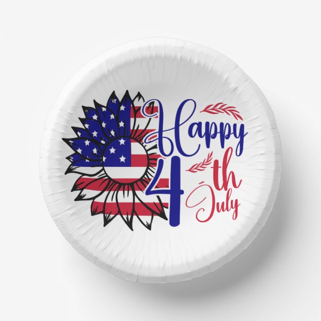 Cuencos De Papel Girasol 4 de julio (Anverso)