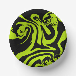 Cuencos De Papel Giro de mármol retro Lime Green y Black
