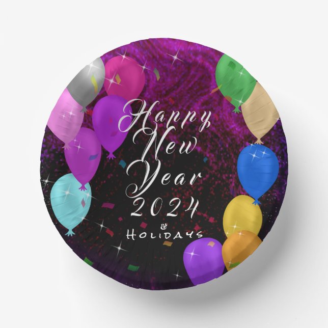 Cuencos De Papel Globo de Año Nuevo feliz (Anverso)