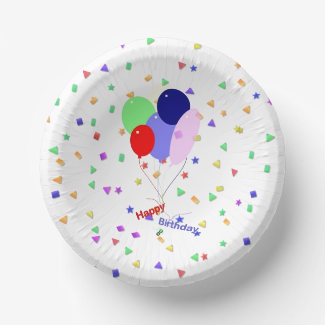 Cuencos De Papel Globos de Cumpleaños Feliz (Anverso)