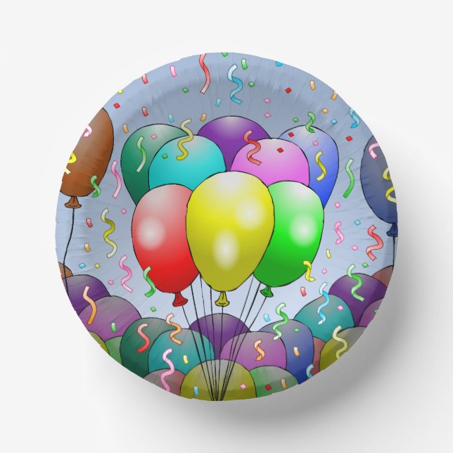 Cuencos De Papel Globos de fiesta y confeti (Anverso)
