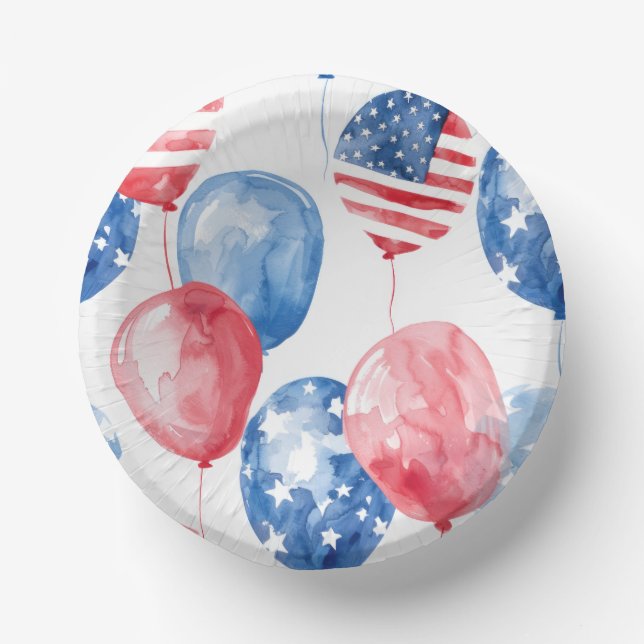 Cuencos De Papel Globos Patrióticos de EE. UU. (Anverso)