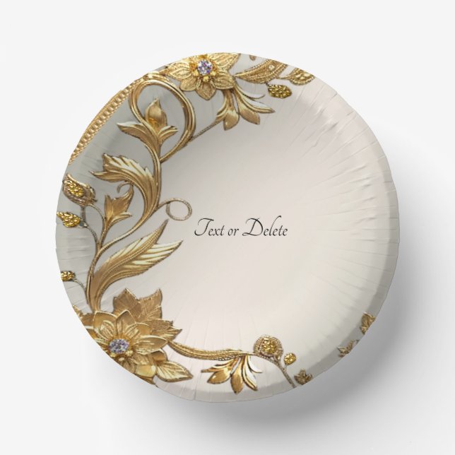Cuencos De Papel Golden Wavy deja la floral (Anverso)