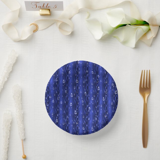 Cuencos De Papel Gotas de lluvia azul Metalizado (Boda)