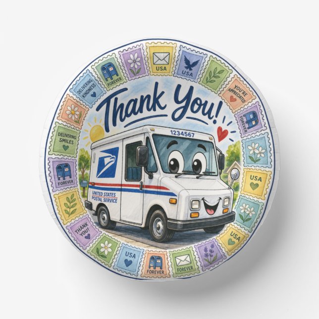 Cuencos De Papel Gracias trabajadores postales (Anverso)