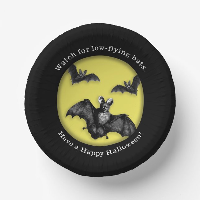Cuencos De Papel Gracioso Bats con Bajo Volante Feliz Halloween (Anverso)