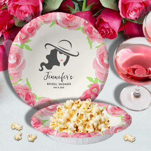 Cuencos De Papel Gran Gorra Lady Rosas Derby Bridal Shower