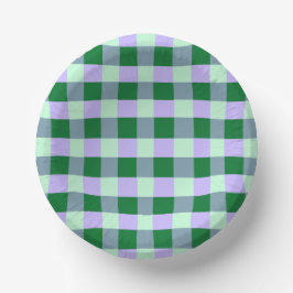 Cuencos De Papel Green & Lavender Gingham Stripes Karo Pattern