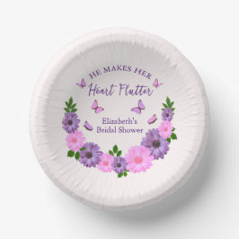 Cuencos De Papel Hace que su corazón flaute mariposa ducha de novia