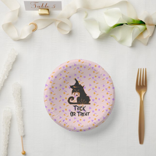 Cuencos De Papel Halloween Black Cat Fiesta Confetti Pink (Boda)