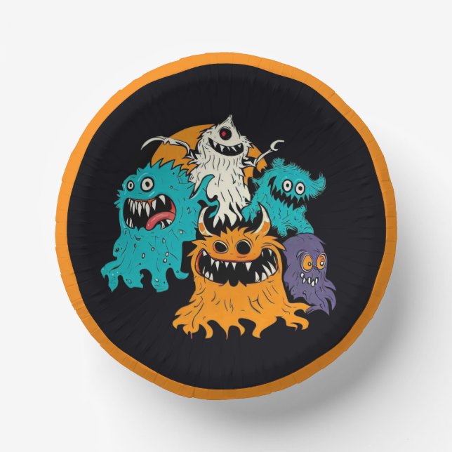 Cuencos De Papel Halloween/Monster/Octubre/Otoño (Anverso)