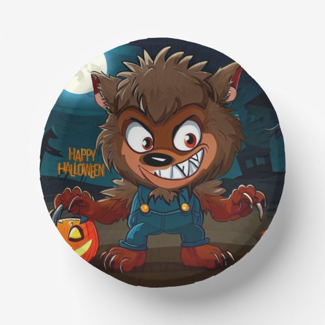 Cuencos De Papel Halloween/otoño/Werewolf/Personalizado (Anverso)