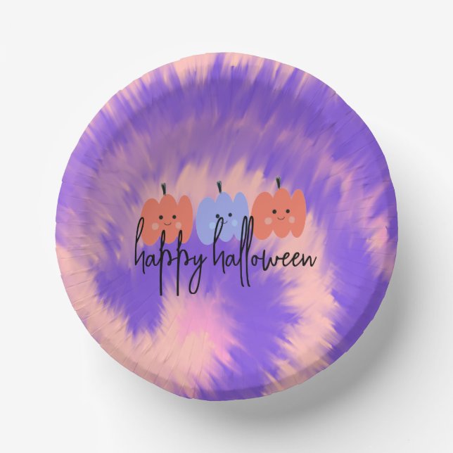 Cuencos De Papel Halloween Tye Dye Pumpkin Hand Drake (Anverso)