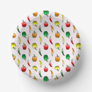 Cuencos De Papel Hermoso patrón con pimientos y pimientos dulces la