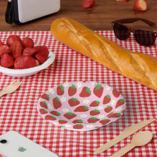 Cuencos De Papel Hermoso patrón de fresas de verano